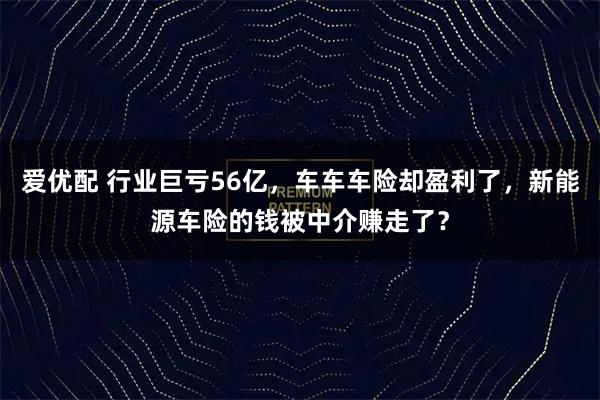 爱优配 行业巨亏56亿，车车车险却盈利了，新能源车险的钱被中介赚走了？